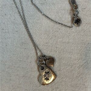 Juicy Couture Silver Heart Charm Layered Necklace